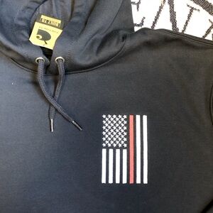 Carhartt Midweight Hoodie w/ Embroidered Firefighter flag Navy Blue XL.